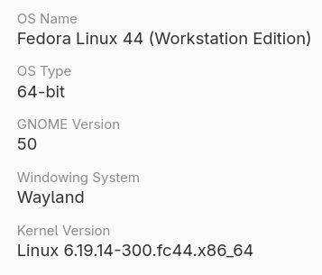 Fedora 44 with Gnome50